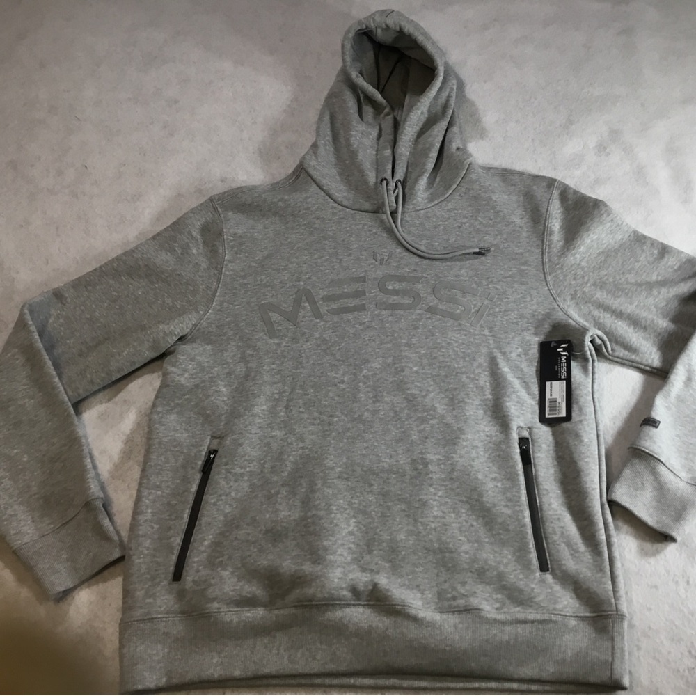 MESSI Men's Grey Pullover Hoodie SZ XL